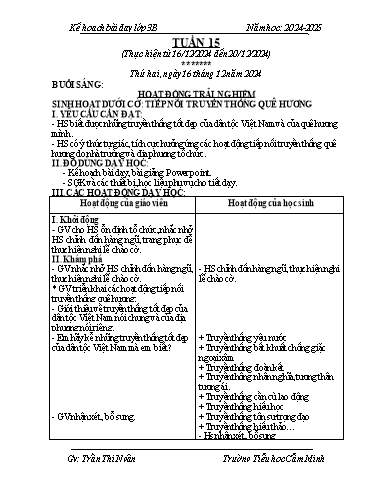 Kế hoạch bài dạy Lớp 3 - Tuần 15 - Năm học 2024-2025 - Trần Thị Ngân