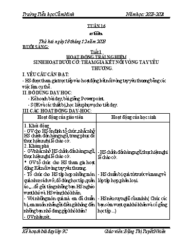 Kế hoạch bài dạy Lớp 3 - Tuần 16 - Năm học 2023-2024 - Đặng Thị Tuyết Nhiên