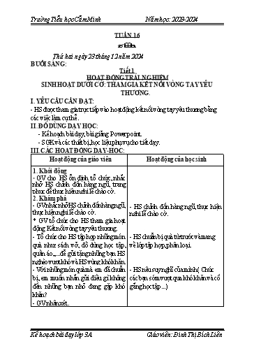 Kế hoạch bài dạy Lớp 3 - Tuần 16 - Năm học 2024-2025 - Đinh Thị Bích Liên
