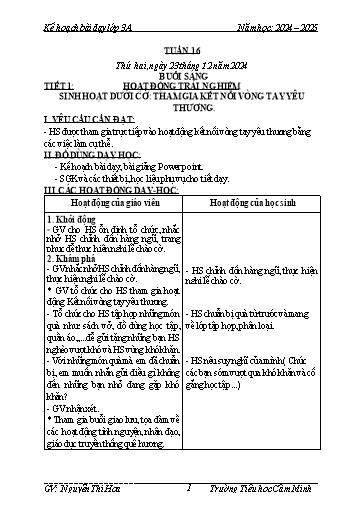 Kế hoạch bài dạy Lớp 3 - Tuần 16 - Năm học 2024-2025 - Nguyễn Thị Hoa