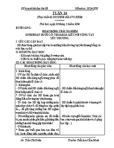 Kế hoạch bài dạy Lớp 3 - Tuần 16 - Năm học 2024-2025 - Trần Thị Ngân