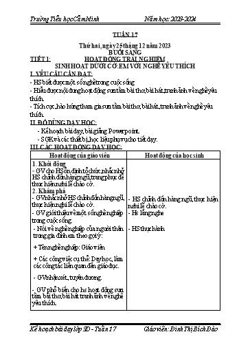 Kế hoạch bài dạy Lớp 3 - Tuần 17 - Năm học 2023-2024 - Đinh Thị Bích Đào
