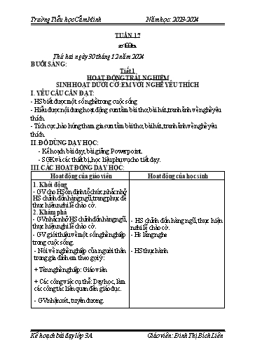 Kế hoạch bài dạy Lớp 3 - Tuần 17 - Năm học 2024-2025 - Đinh Thị Bích Liên