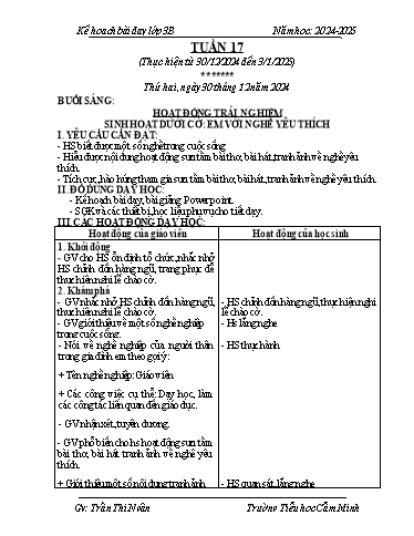 Kế hoạch bài dạy Lớp 3 - Tuần 17 - Năm học 2024-2025 - Trần Thị Ngân