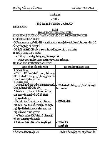 Kế hoạch bài dạy Lớp 3 - Tuần 18 - Năm học 2023-2024 - Đặng Thị Tuyết Nhiên