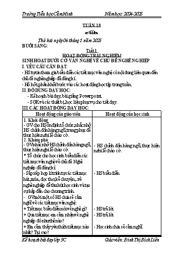 Kế hoạch bài dạy Lớp 3 - Tuần 18 - Năm học 2024-2025 - Đinh Thị Bích Liên