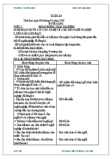 Kế hoạch bài dạy Lớp 3 - Tuần 18 - Năm học 2024-2025 - Nguyễn Thị Ngọc Huyền