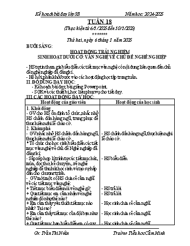 Kế hoạch bài dạy Lớp 3 - Tuần 18 - Năm học 2024-2025 - Trần Thị Ngân