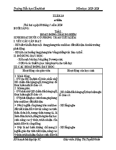 Kế hoạch bài dạy Lớp 3 - Tuần 19 - Năm học 2023-2024 - Đặng Thị Tuyết Nhiên
