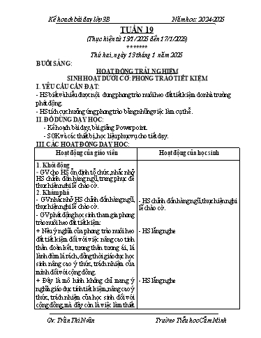 Kế hoạch bài dạy Lớp 3 - Tuần 19 - Năm học 2024-2025 - Trần Thị Ngân