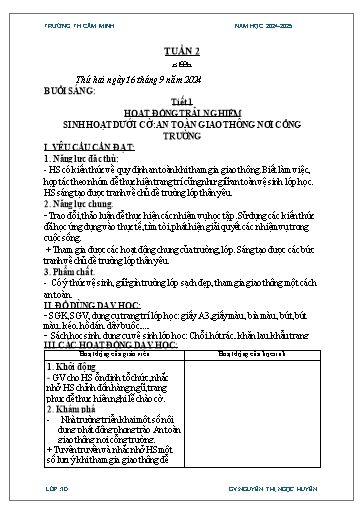 Kế hoạch bài dạy Lớp 3 - Tuần 2 - Năm học 2024-2025 - Nguyễn Thị Ngọc Huyền