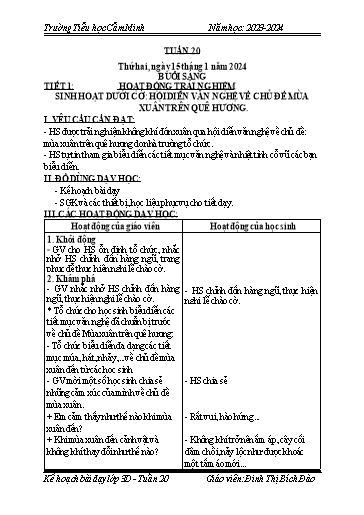 Kế hoạch bài dạy Lớp 3 - Tuần 20 - Năm học 2023-2024 - Đinh Thị Bích Đào