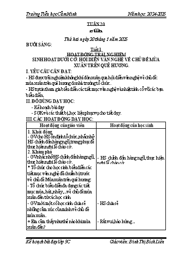 Kế hoạch bài dạy Lớp 3 - Tuần 20 - Năm học 2024-2025 - Đinh Thị Bích Liên