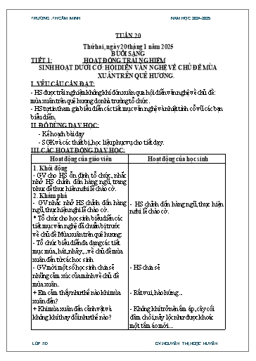 Kế hoạch bài dạy Lớp 3 - Tuần 20 - Năm học 2024-2025 - Nguyễn Thị Ngọc Huyền