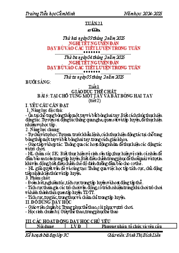 Kế hoạch bài dạy Lớp 3 - Tuần 21 - Năm học 2024-2025 - Đinh Thị Bích Liên