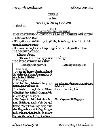 Kế hoạch bài dạy Lớp 3 - Tuần 22 - Năm học 2023-2024 - Đặng Thị Tuyết Nhiên