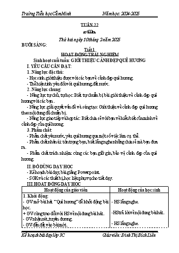 Kế hoạch bài dạy Lớp 3 - Tuần 22 - Năm học 2024-2025 - Đinh Thị Bích Liên