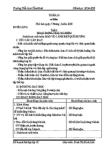 Kế hoạch bài dạy Lớp 3 - Tuần 23 - Năm học 2024-2025 - Đinh Thị Bích Liên