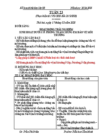 Kế hoạch bài dạy Lớp 3 - Tuần 23 - Năm học 2024-2025 - Trần Thị Ngân