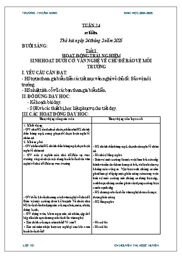Kế hoạch bài dạy Lớp 3 - Tuần 24 - Năm học 2024-2025 - Nguyễn Thị Ngọc Huyền