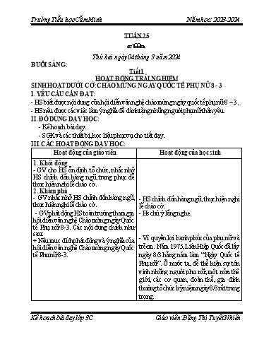 Kế hoạch bài dạy Lớp 3 - Tuần 25 - Năm học 2023-2024 - Đặng Thị Tuyết Nhiên