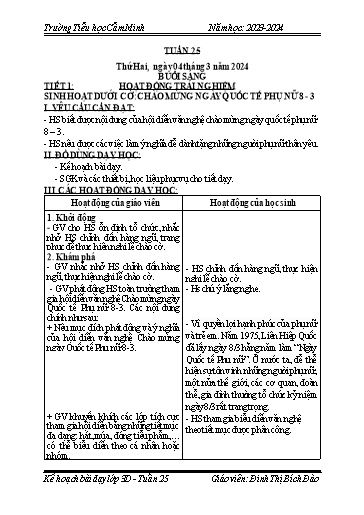 Kế hoạch bài dạy Lớp 3 - Tuần 25 - Năm học 2023-2024 - Đinh Thị Bích Đào