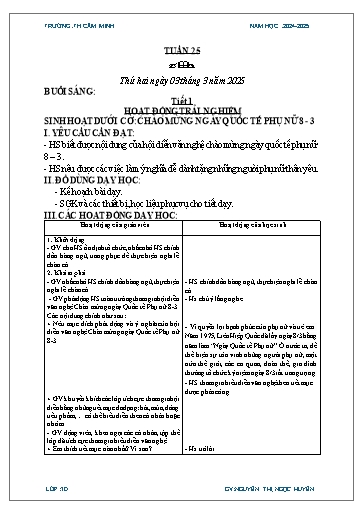 Kế hoạch bài dạy Lớp 3 - Tuần 25 - Năm học 2024-2025 - Nguyễn Thị Ngọc Huyền
