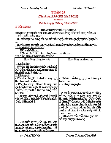 Kế hoạch bài dạy Lớp 3 - Tuần 25 - Năm học 2024-2025 - Trần Thị Ngân