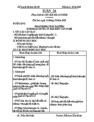 Kế hoạch bài dạy Lớp 3 - Tuần 26 - Năm học 2024-2025 - Trần Thị Ngân