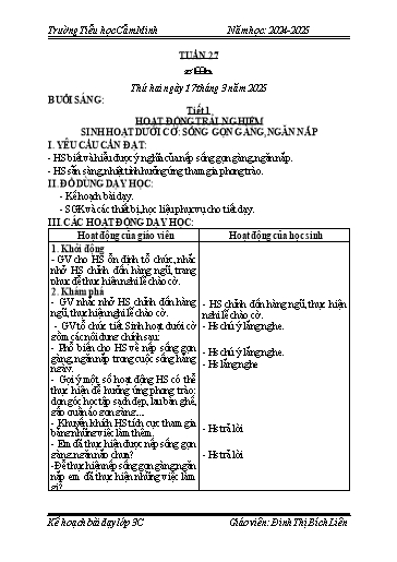 Kế hoạch bài dạy Lớp 3 - Tuần 27 - Năm học 2024-2025 - Đinh Thị Bích Liên