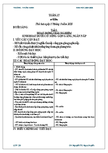 Kế hoạch bài dạy Lớp 3 - Tuần 27 - Năm học 2024-2025 - Nguyễn Thị Ngọc Huyền