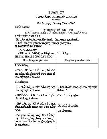 Kế hoạch bài dạy Lớp 3 - Tuần 27 - Năm học 2024-2025 - Trần Thị Ngân