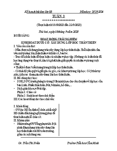 Kế hoạch bài dạy Lớp 3 - Tuần 3 - Năm học 2023-2024 - Trần Thị Ngân