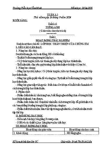 Kế hoạch bài dạy Lớp 3 - Tuần 3 - Năm học 2024-2025 - Đinh Thị Bích Liên
