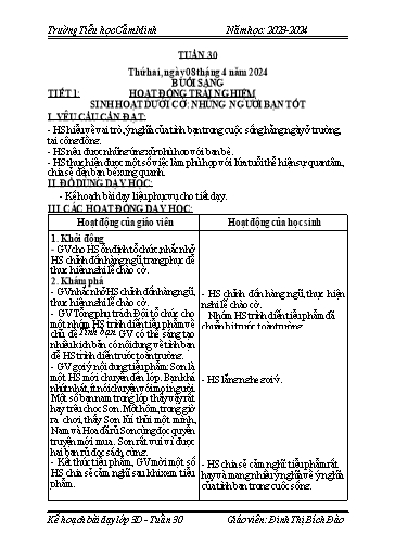 Kế hoạch bài dạy Lớp 3 - Tuần 30 - Năm học 2023-2024 - Đinh Thị Bích Đào