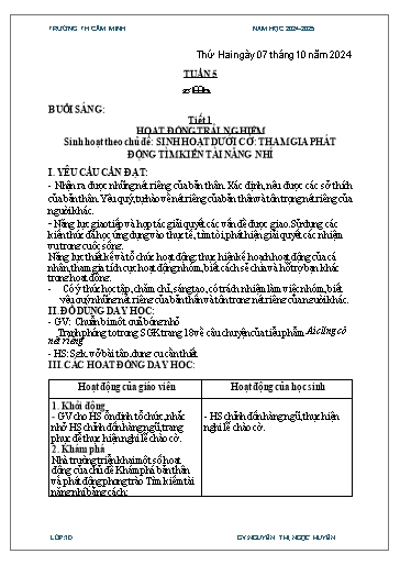 Kế hoạch bài dạy Lớp 3 - Tuần 5 - Năm học 2024-2025 - Nguyễn Thị Ngọc Huyền