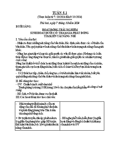 Kế hoạch bài dạy Lớp 3 - Tuần 5 - Năm học 2024-2025 - Trần Thị Ngân