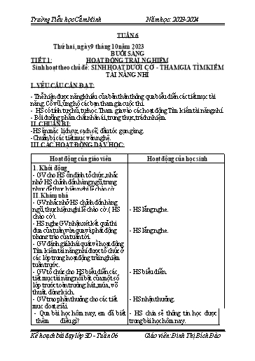 Kế hoạch bài dạy Lớp 3 - Tuần 6 - Năm học 2023-2024 - Đinh Thị Bích Đào