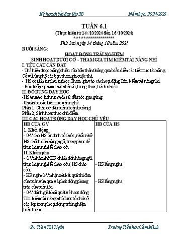 Kế hoạch bài dạy Lớp 3 - Tuần 6 - Năm học 2024-2025 - Trần Thị Ngân