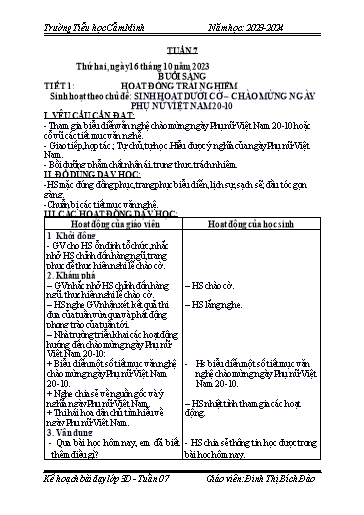 Kế hoạch bài dạy Lớp 3 - Tuần 7 - Năm học 2023-2024 - Đinh Thị Bích Đào