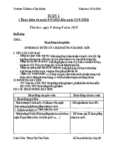 Kế hoạch bài dạy Lớp 4 - Tuần 1 - Năm học 2024-2025 - Phan Thị Thu Thảo