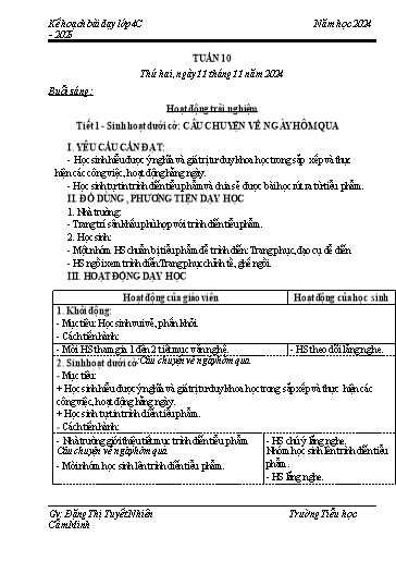 Kế hoạch bài dạy Lớp 4 - Tuần 10 - Năm học 2024-2025 - Đặng Thị Tuyết Nhiên