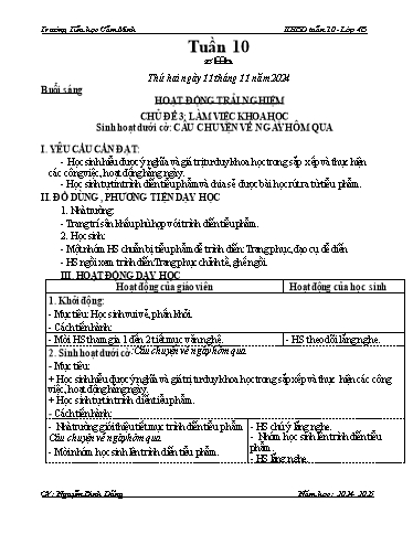 Kế hoạch bài dạy Lớp 4 - Tuần 10 - Năm học 2024-2025 - Nguyễn Đình Dũng
