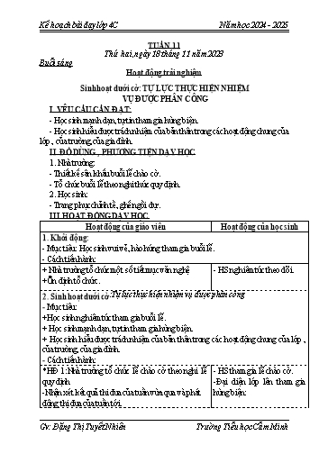 Kế hoạch bài dạy Lớp 4 - Tuần 11 - Năm học 2024-2025 - Đặng Thị Tuyết Nhiên