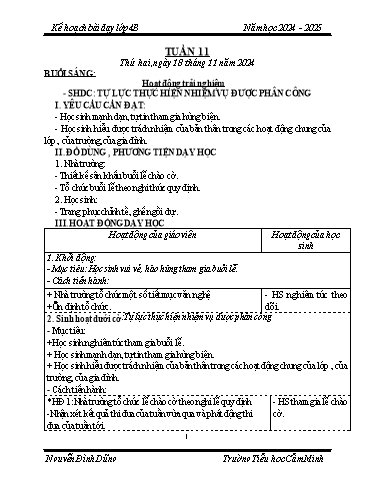Kế hoạch bài dạy Lớp 4 - Tuần 11 - Năm học 2024-2025 - Nguyễn Đình Dũng