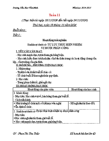 Kế hoạch bài dạy Lớp 4 - Tuần 11 - Năm học 2024-2025 - Phan Thị Thu Thảo
