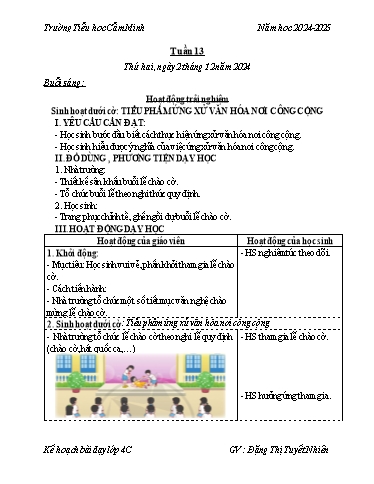Kế hoạch bài dạy Lớp 4 - Tuần 13 - Năm học 2024-2025 - Đặng Thị Tuyết Nhiên