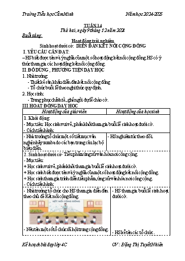 Kế hoạch bài dạy Lớp 4 - Tuần 14 - Năm học 2024-2025 - Đặng Thị Tuyết Nhiên