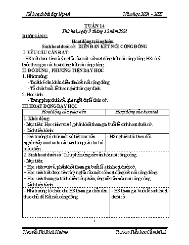 Kế hoạch bài dạy Lớp 4 - Tuần 14 - Năm học 2024-2025 - Nguyễn Thị Bích Hường