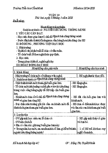 Kế hoạch bài dạy Lớp 4 - Tuần 19 - Năm học 2024-2025 - Đặng Thị Tuyết Nhiên